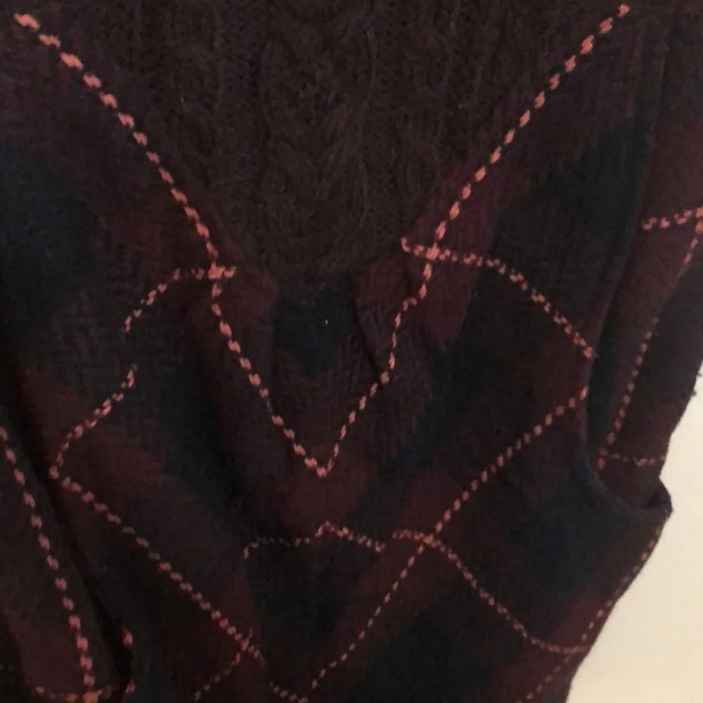 Free People wool blend plaid mini jumper wine color